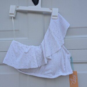NWT-Medium Kona Sol Eyelet one shoulder bikini top